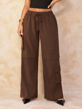 SXY Women's Solid Color Drawstring Pocket Casual Pants